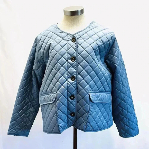 croft & barrow Jackets & Blazers - NWT CROFT&BARROW Women Button Down Quilted Blue Jacket Lightweight Size PXXL